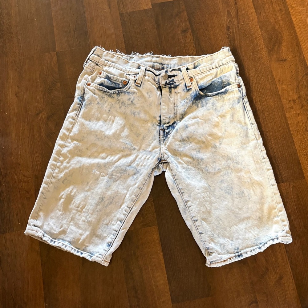Levis Premium Mens 31 Acid Wash Blue Denim Cut Off Shorts 85218-0004 Big E 2019